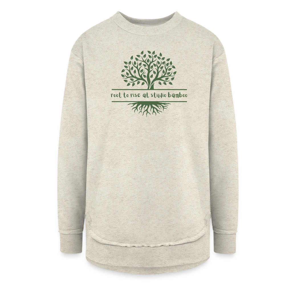 Root to Rise Women's Weekend Tunic Fleece Sweatshirt - heather oatmeal