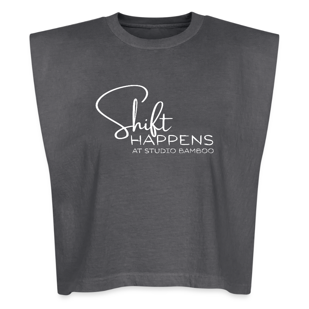 Shift Happens American Apparel Women's Garment Dyed Muscle Tank - faded black