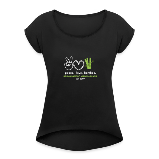 Peace Love Bamboo Women's Roll Cuff T-Shirt - black
