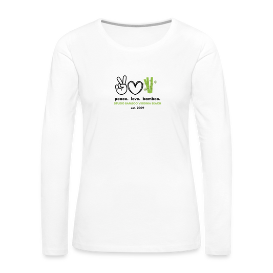 Peace Love Bamboo Women's Premium Long Sleeve T-Shirt - white
