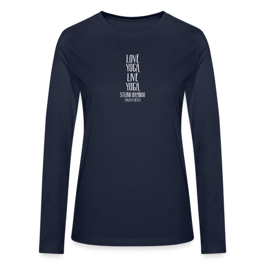 Love Yoga Bella + Canvas Women's Long Sleeve T-Shirt - navy