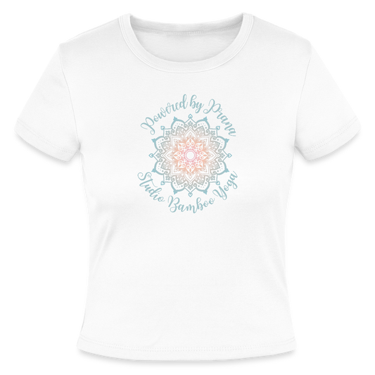 Powered by Prana Ladies Micro Rib Baby Tee - white