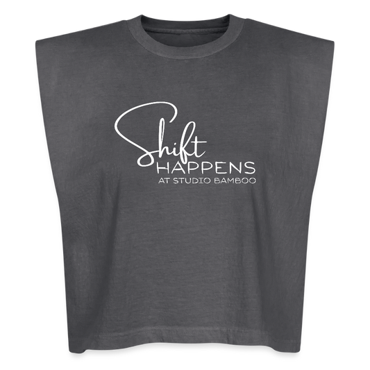 Shift Happens American Apparel Women's Garment Dyed Muscle Tank - faded black