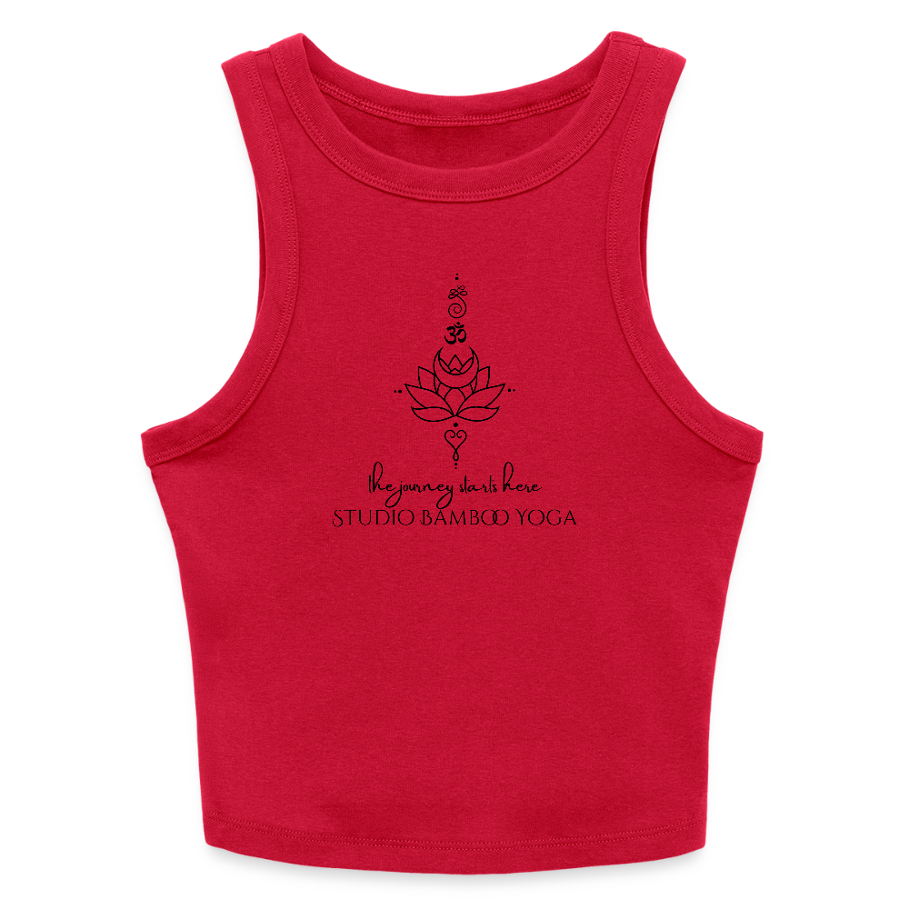 the Journey Ladies Rib Racerback Tank - red