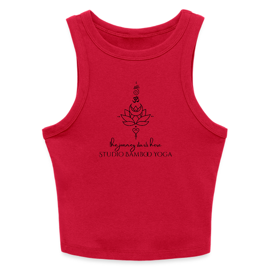 the Journey Ladies Rib Racerback Tank - red