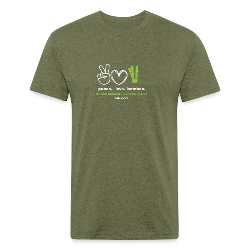 Peace Love Bamboo Fitted Cotton/Poly T-Shirt by Next Level - heather military green