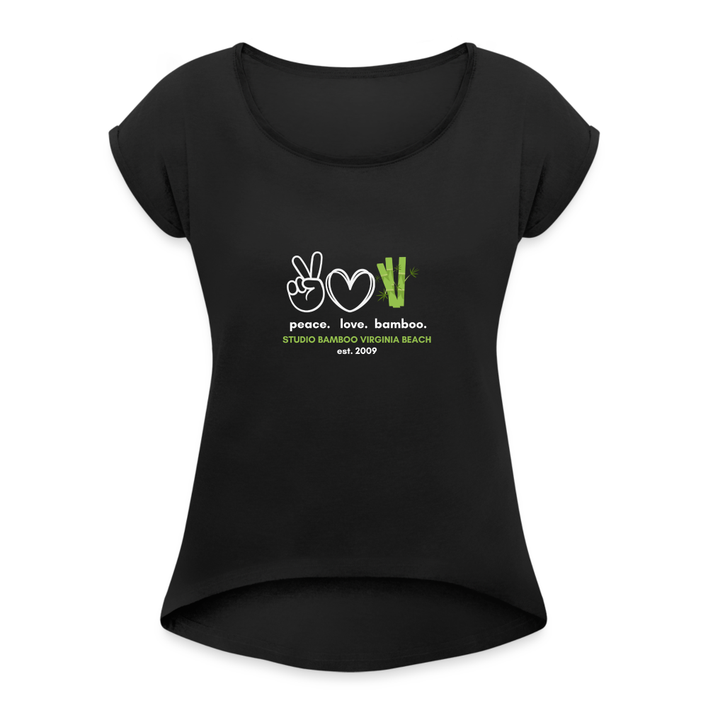 Peace Love Bamboo Women's Roll Cuff T-Shirt - black