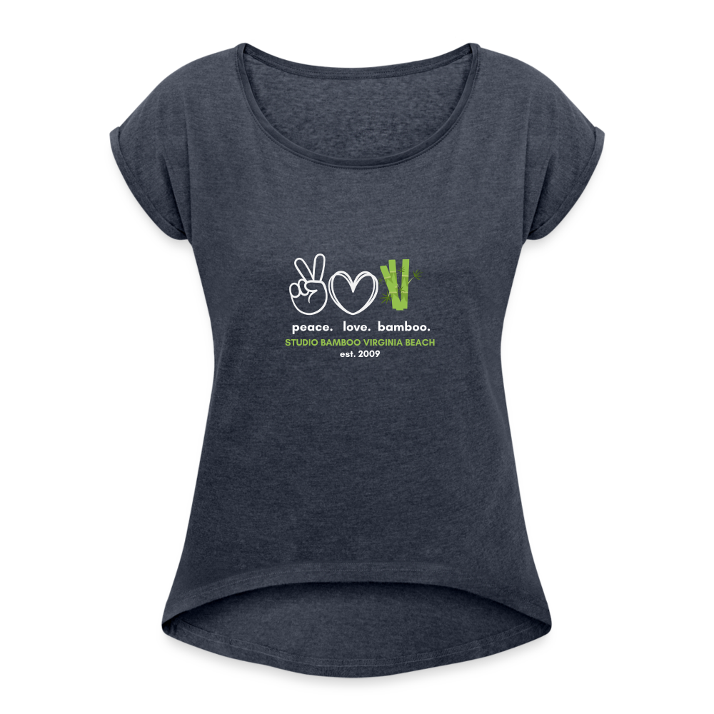 Peace Love Bamboo Women's Roll Cuff T-Shirt - navy heather