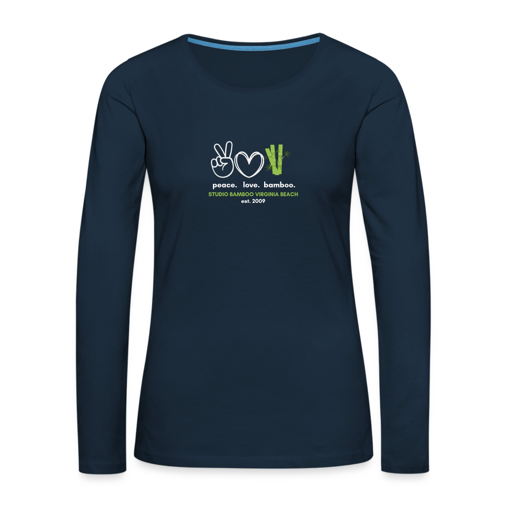 Peace Love Bamboo Women's Premium Long Sleeve T-Shirt - deep navy