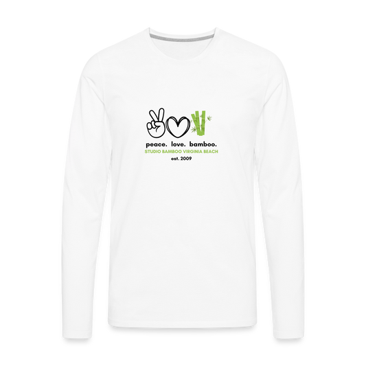 Peace Love Bamboo Men's Premium Long Sleeve T-Shirt - white