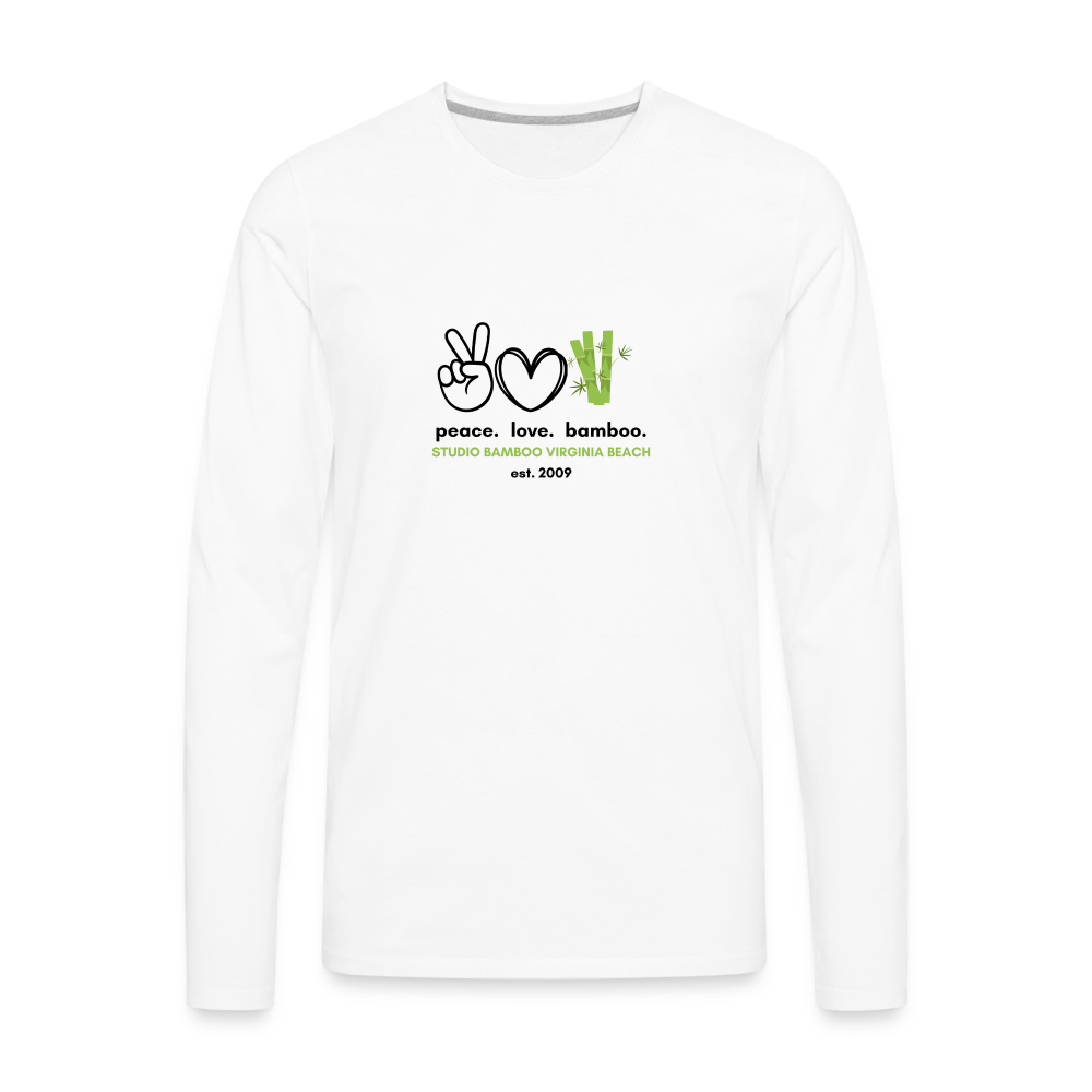 Peace Love Bamboo Men's Premium Long Sleeve T-Shirt - white