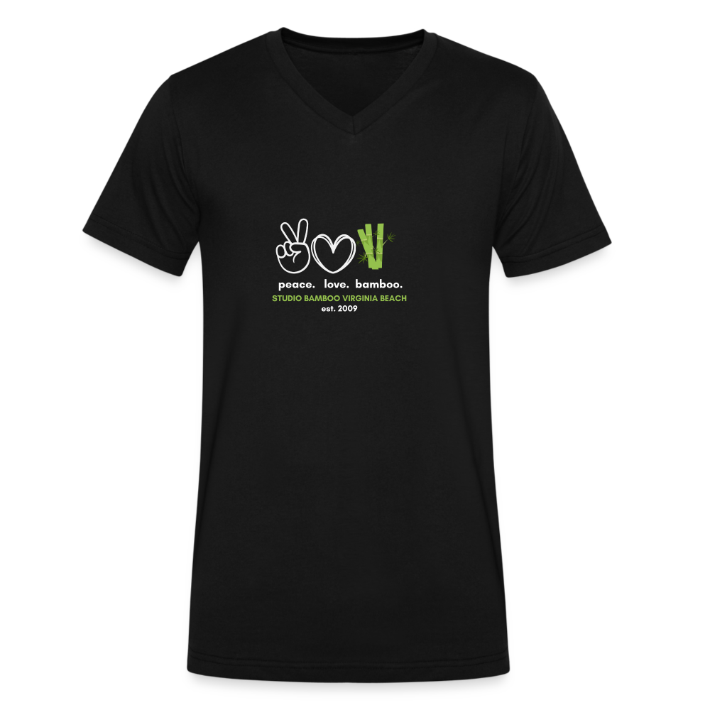 Peace Love Bamboo Men's V-Neck T-Shirt - black