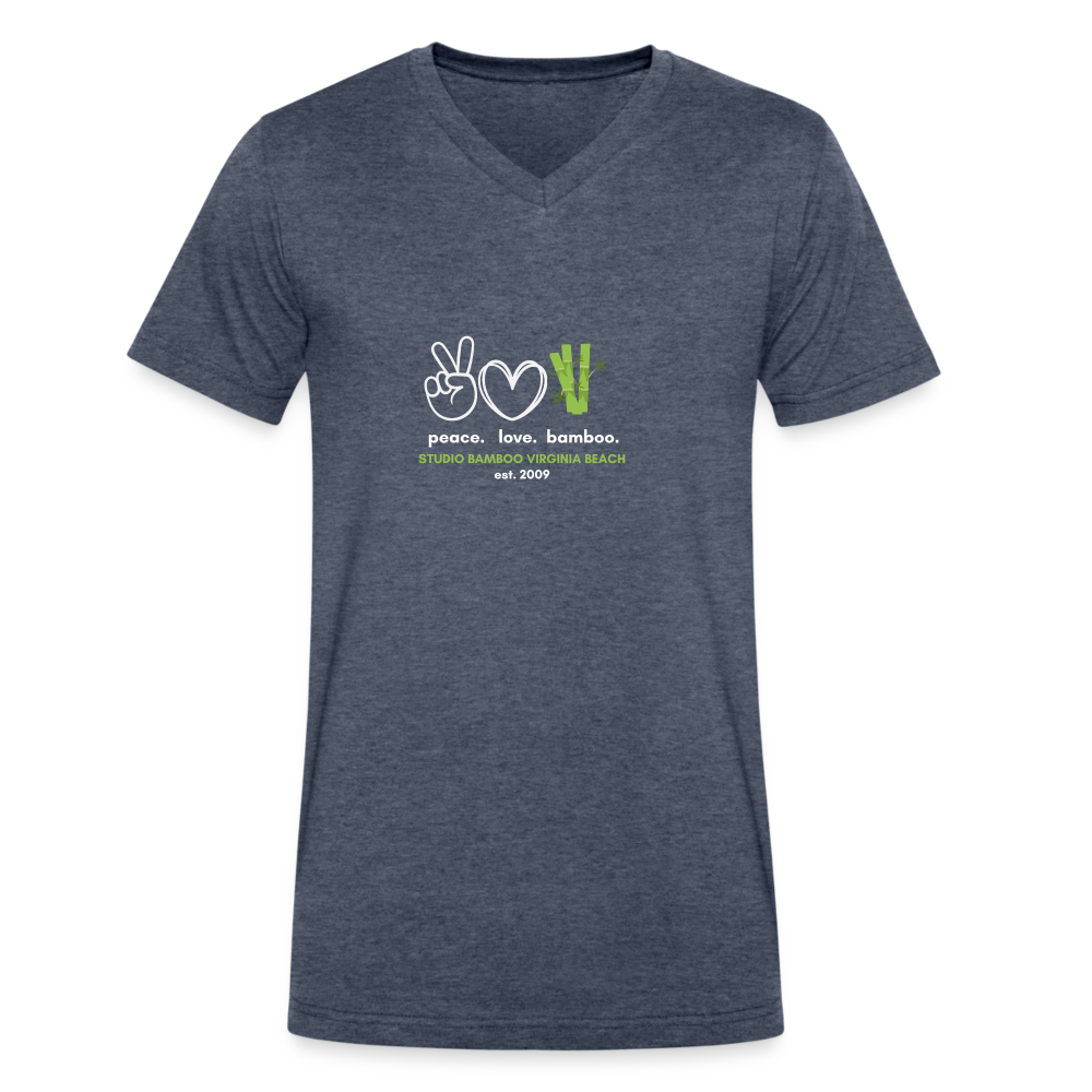 Peace Love Bamboo Men's V-Neck T-Shirt - heather navy